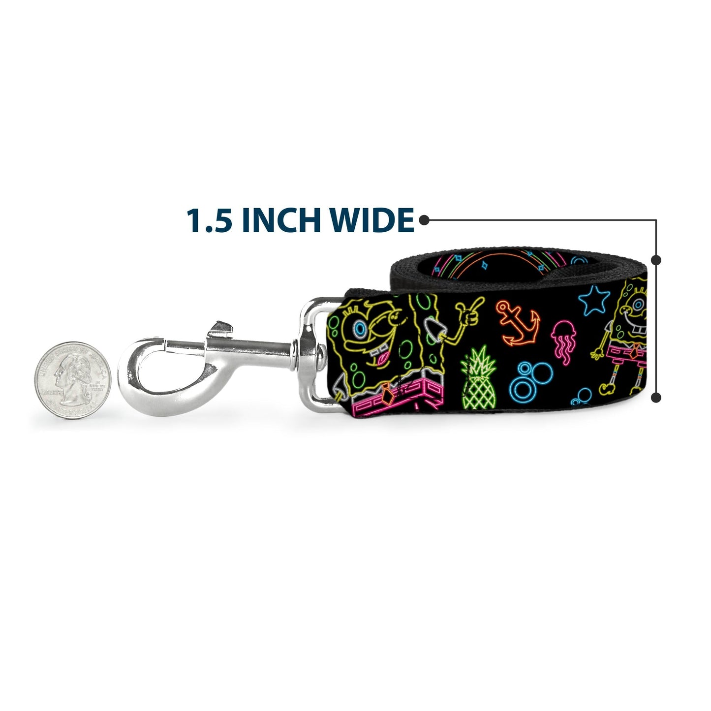 SpongeBob SquarePants Dog Leash Electric Poses Black Multi Color - Paramount Shop