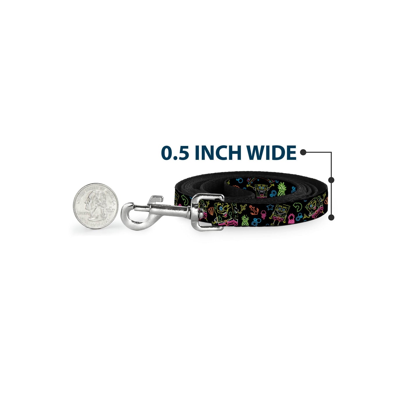 SpongeBob SquarePants Dog Leash Electric Poses Black Multi Color - Paramount Shop