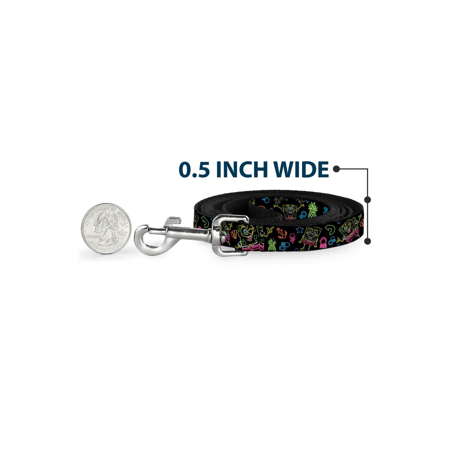 SpongeBob SquarePants Dog Leash Electric Poses Black Multi Color - Paramount Shop