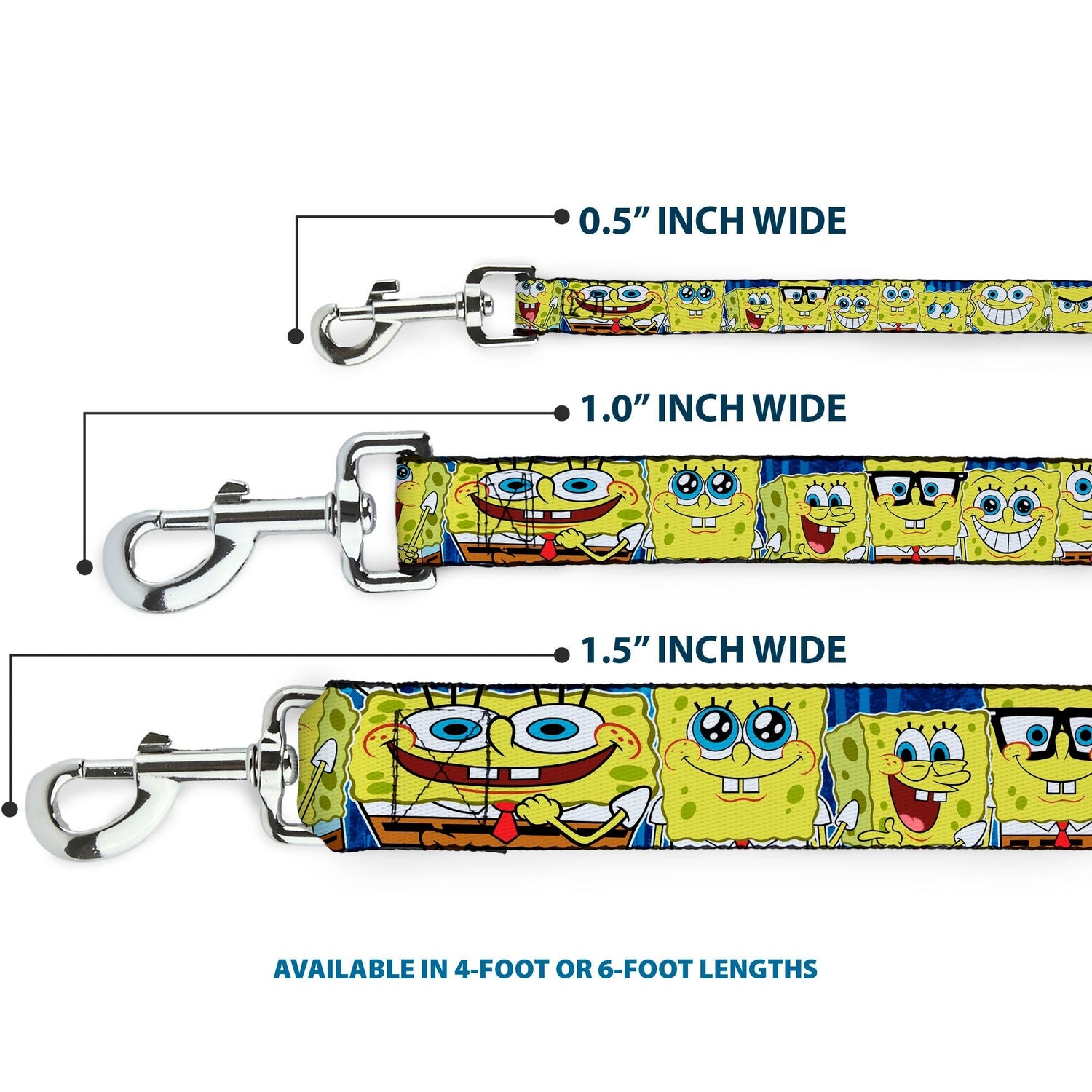 SpongeBob SquarePants Dog Leash Expressions Stripe Blue - Paramount Shop