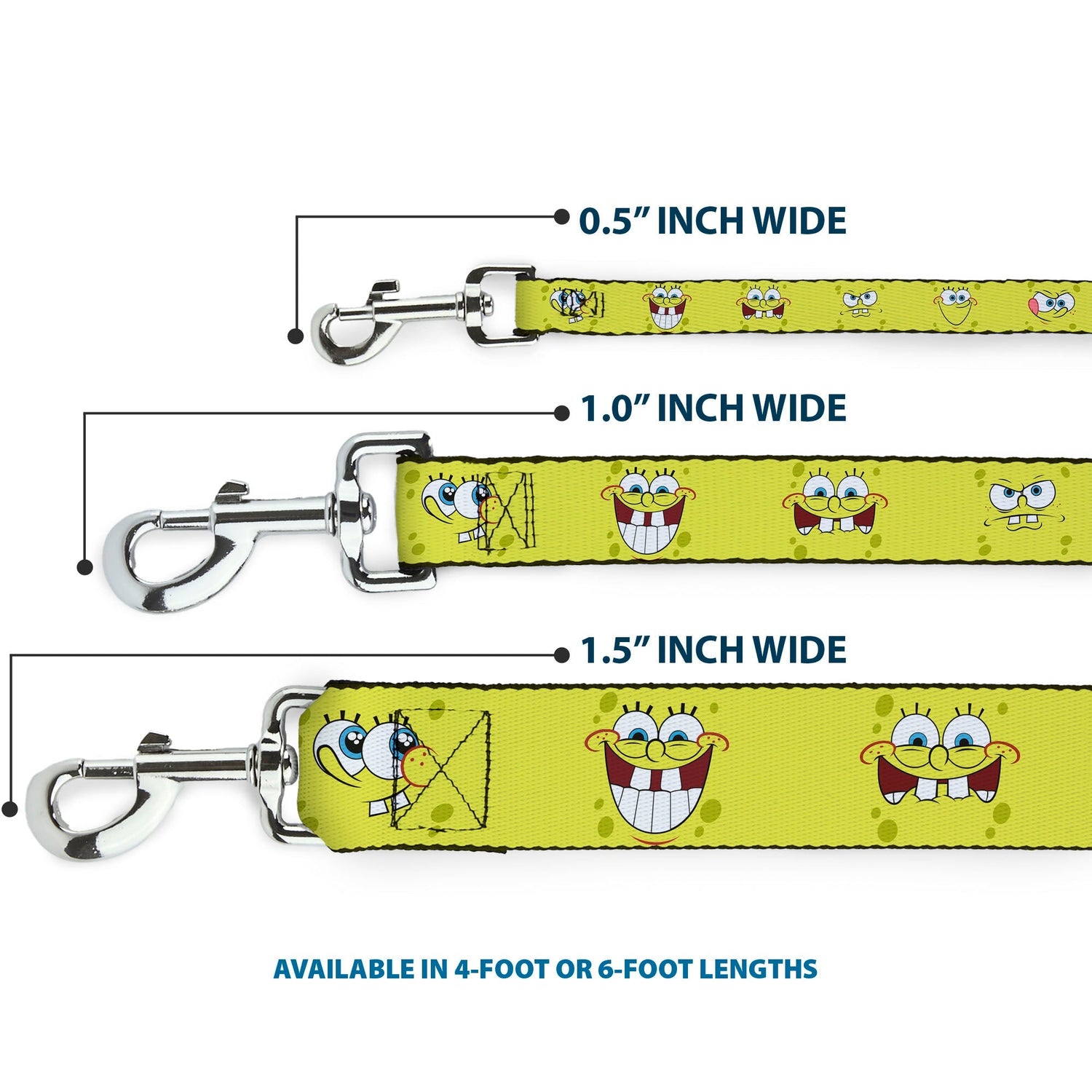 SpongeBob SquarePants Dog Leash Expressions Yellow Durable - Paramount Shop