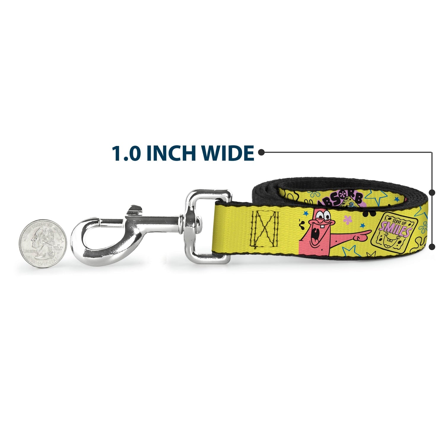 SpongeBob SquarePants Dog Leash LOVE and SMILES Poses Durable Yellow/Multi Color - Paramount Shop