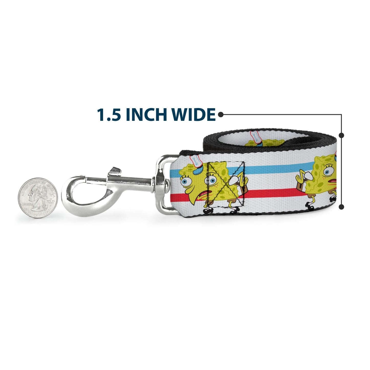 SpongeBob SquarePants Dog Leash Mocking SpongeBob Pose Stripe White/Blue/Red - Paramount Shop