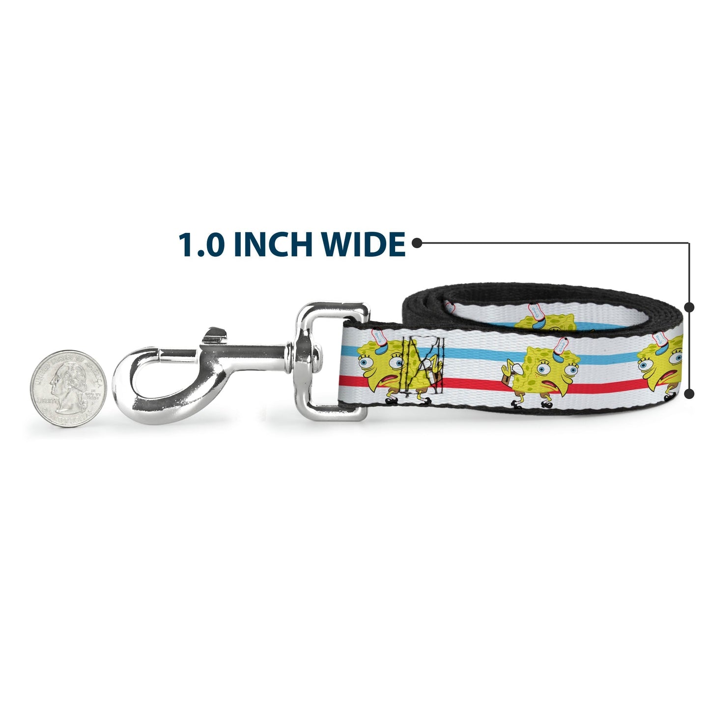 SpongeBob SquarePants Dog Leash Mocking SpongeBob Pose Stripe White/Blue/Red - Paramount Shop