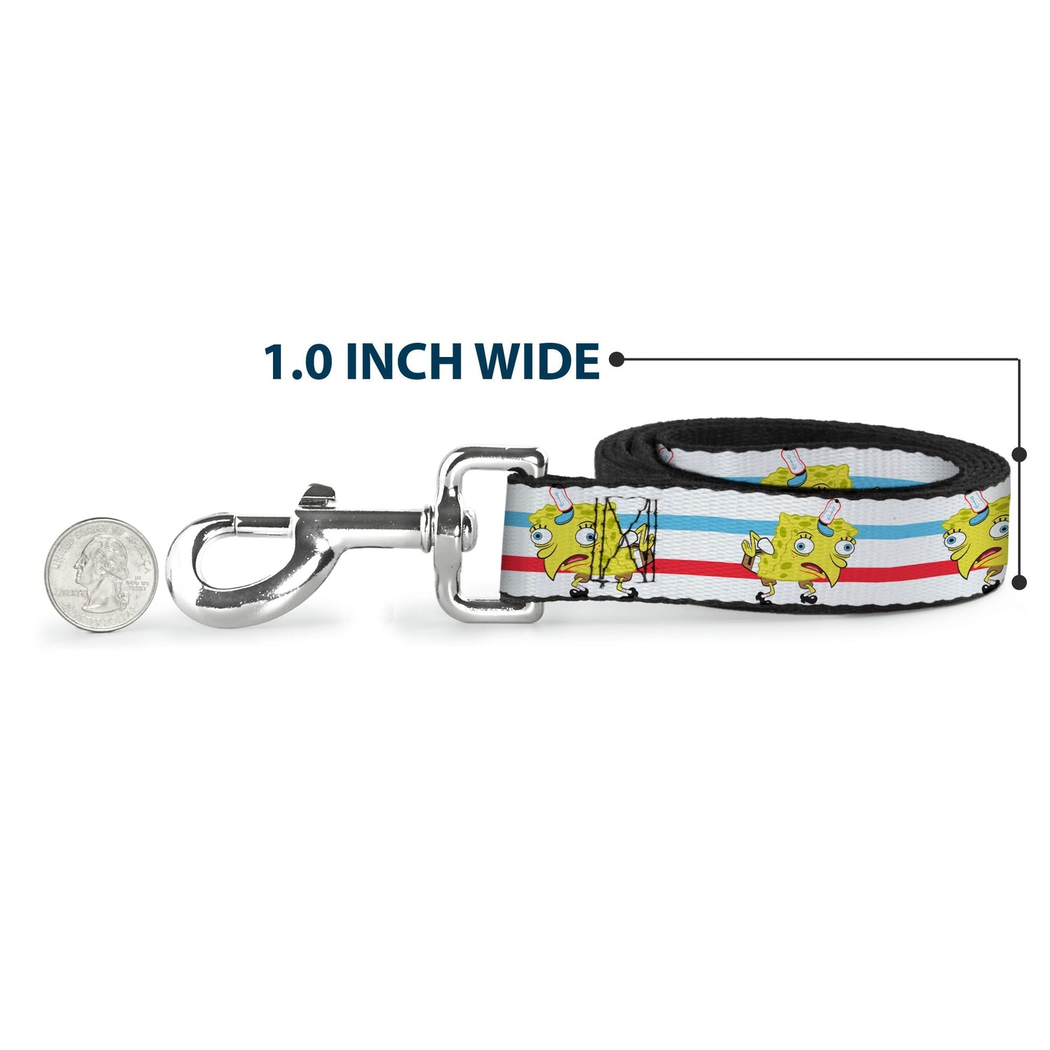 SpongeBob SquarePants Dog Leash Mocking SpongeBob Pose Stripe White/Blue/Red - Paramount Shop