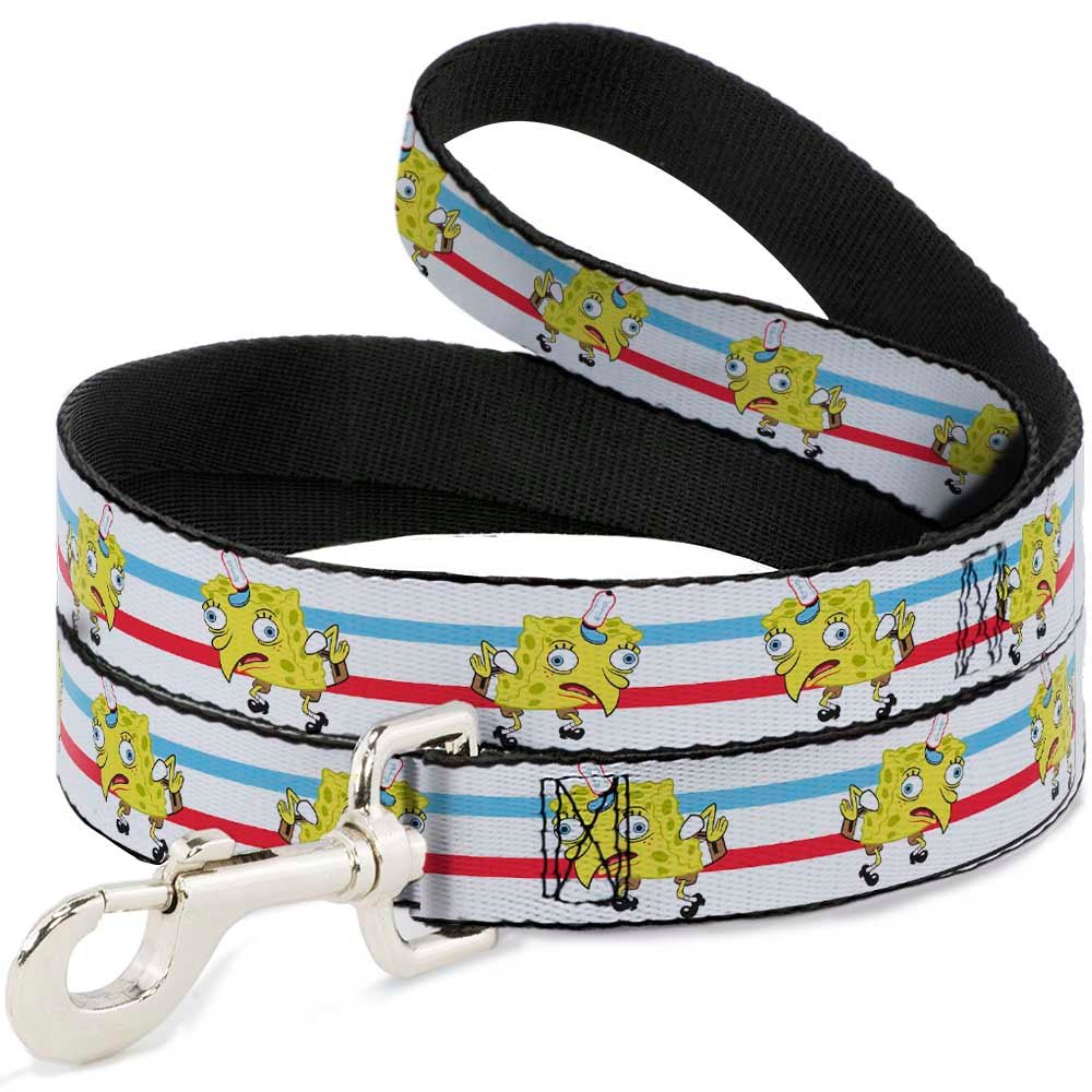SpongeBob SquarePants Dog Leash Mocking SpongeBob Pose Stripe White/Blue/Red - Paramount Shop