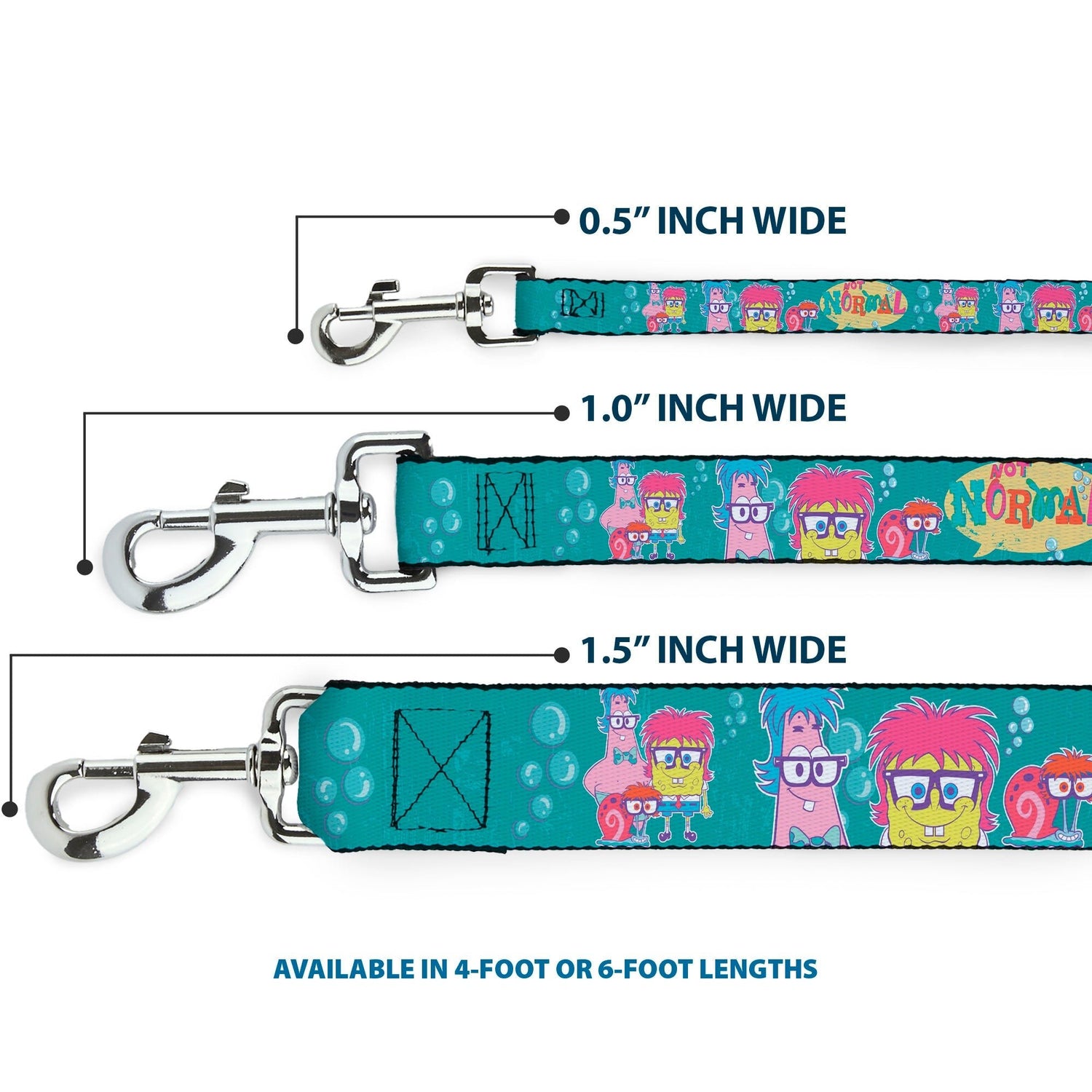 SpongeBob SquarePants Dog Leash Patrick, SpongeBob & Gary Not Normal Aqua - Paramount Shop