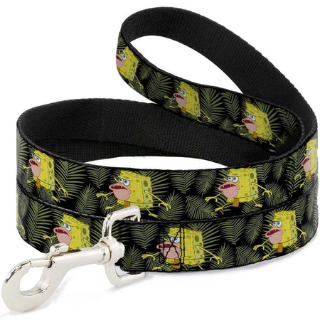 SpongeBob SquarePants Dog Leash Primitive Sponge Pose Leaves Black Green - Paramount Shop