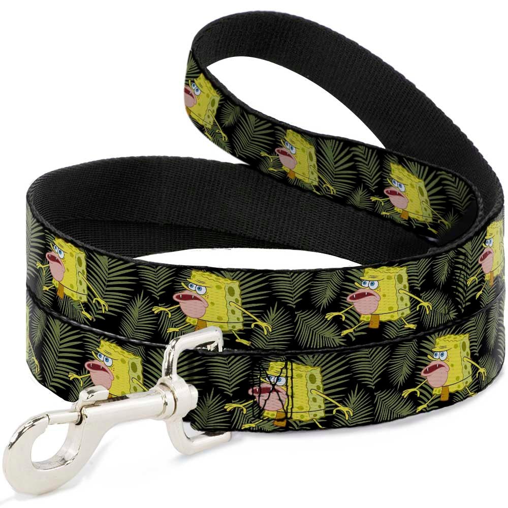 SpongeBob SquarePants Dog Leash Primitive Sponge Pose Leaves Black Green - Paramount Shop