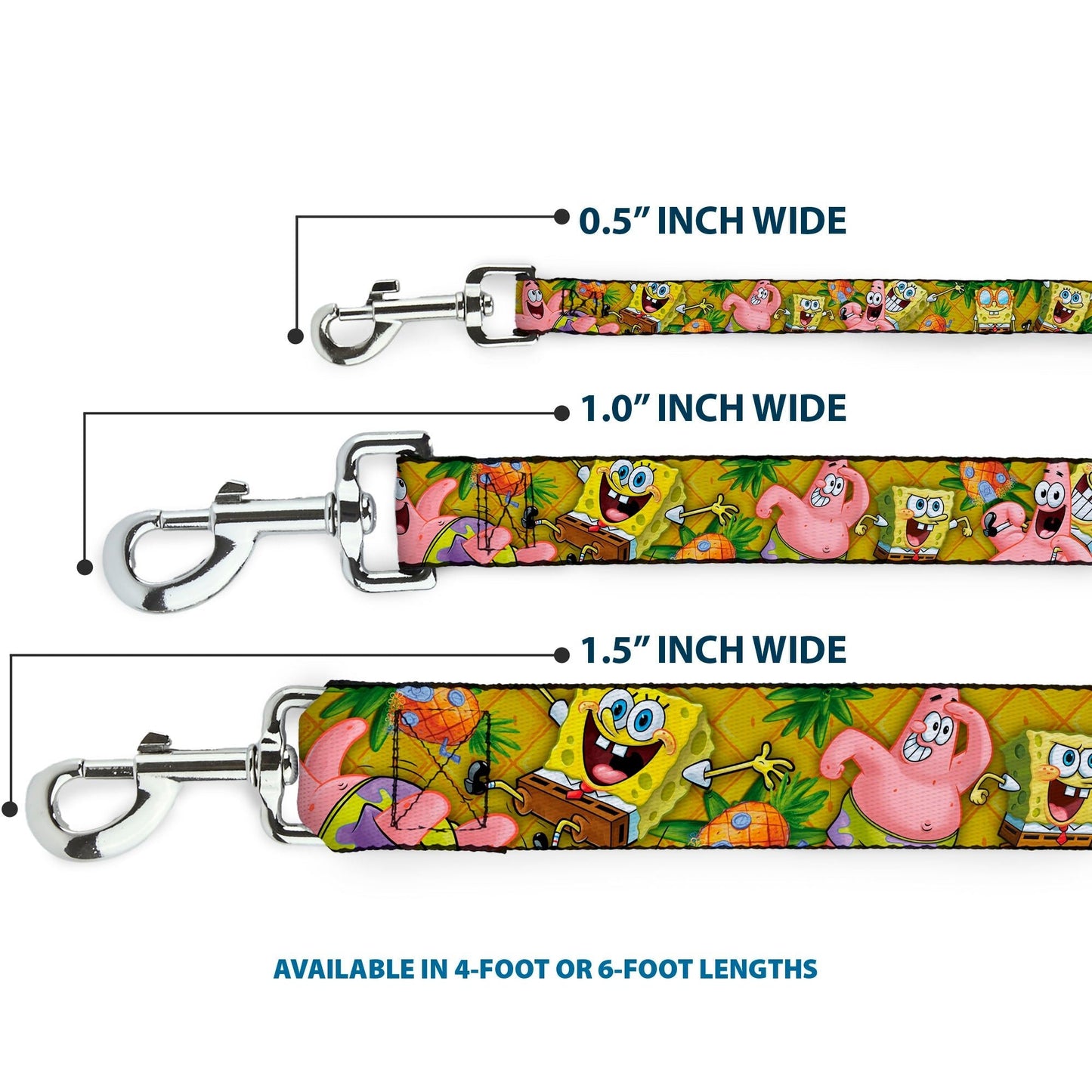 SpongeBob SquarePants Dog Leash SpongeBob & Patrick Poses Pineapple Gold - Paramount Shop