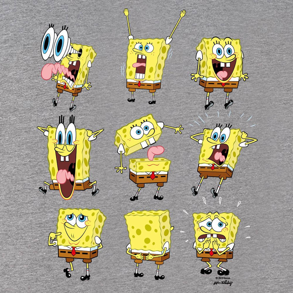 SpongeBob SquarePants Feelin' Moody Tri - Blend Short Sleeve T - Shirt - Paramount Shop