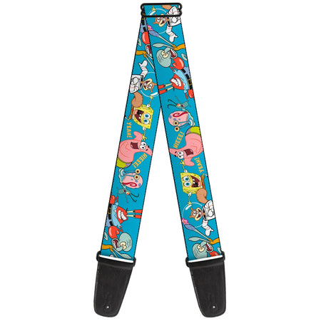 SpongeBob SquarePants Guitar Strap Five Friends Poses Buckle - Down Blue - Paramount Shop