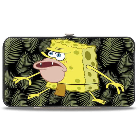 SpongeBob SquarePants Hinged Wallet Primitive Sponge Pose Leaves Black Green - Paramount Shop