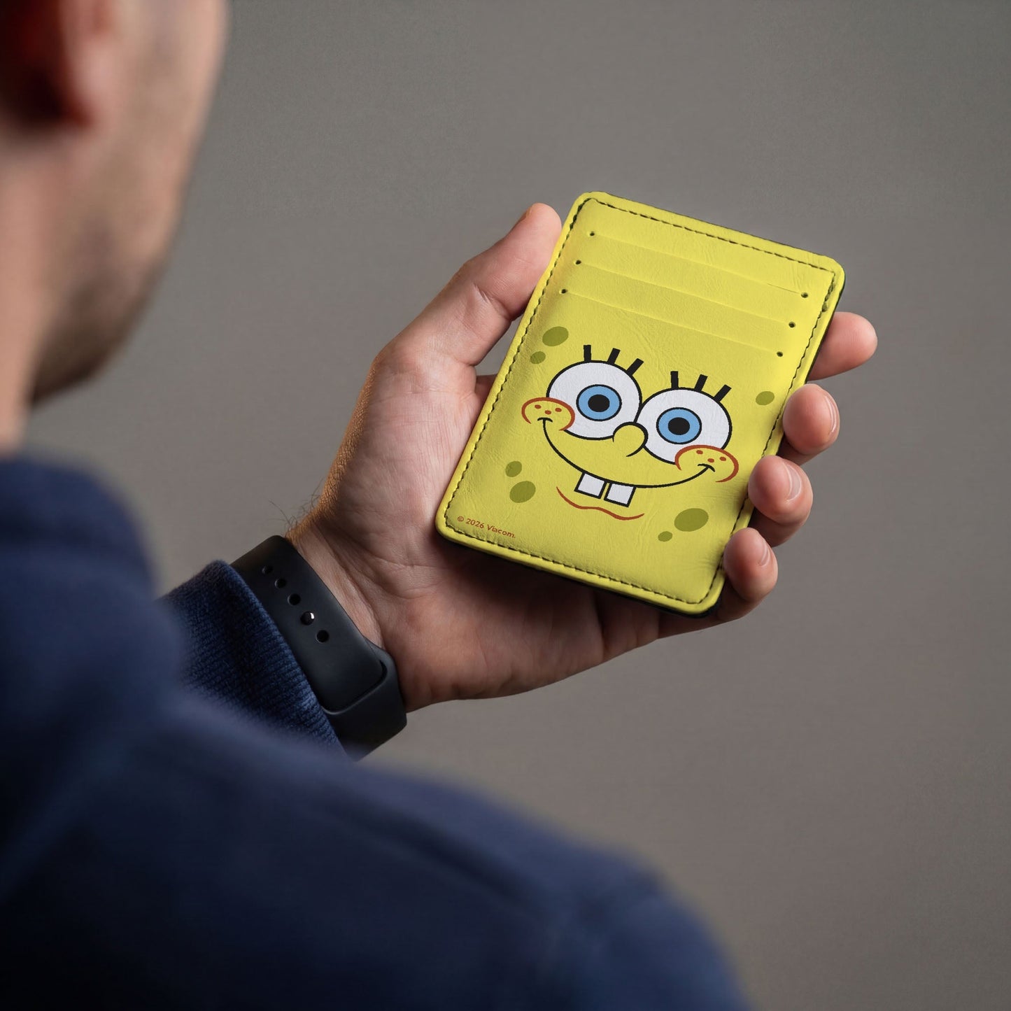 SpongeBob SquarePants ID Wallet Smiling Face Close - Up Buckle - Down Yellow - Paramount Shop