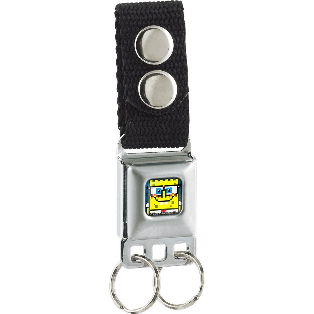 SpongeBob SquarePants Keychain Pixelated Nerd Pose SeatBelt Buckle Blue - Paramount Shop