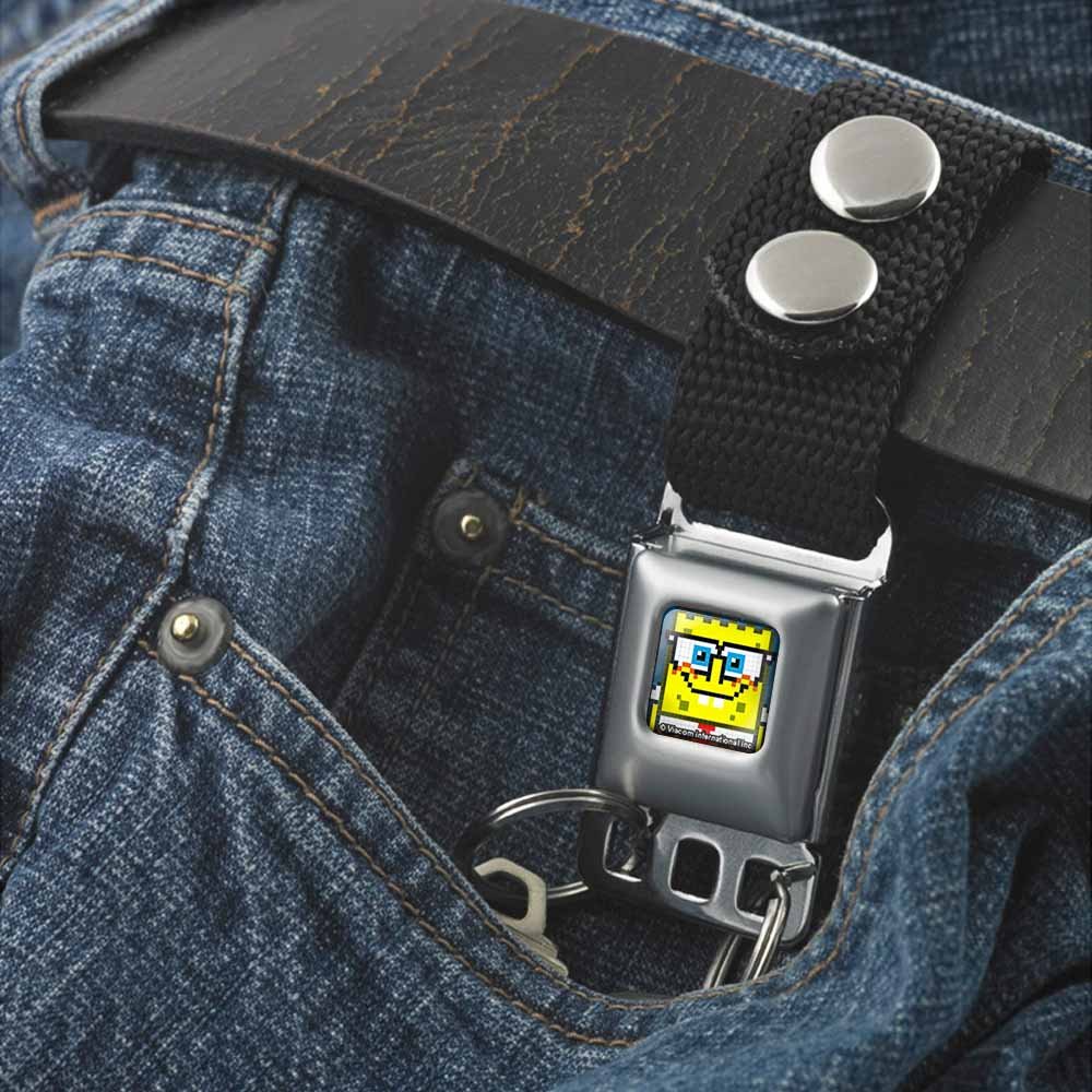 SpongeBob SquarePants Keychain Pixelated Nerd Pose SeatBelt Buckle Blue - Paramount Shop
