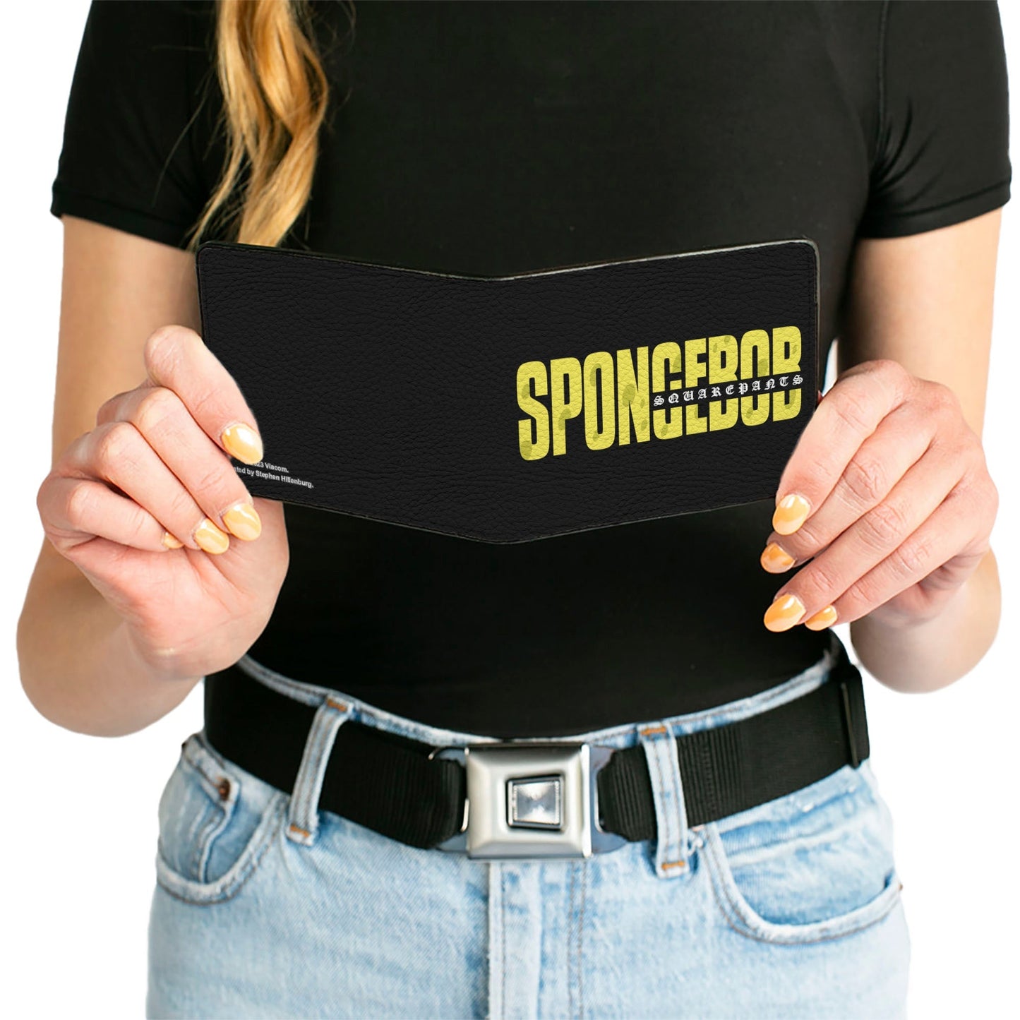 SpongeBob SquarePants Logo Bi - Fold Wallet Title Logo Vegan Leather Black/Yellow - Paramount Shop