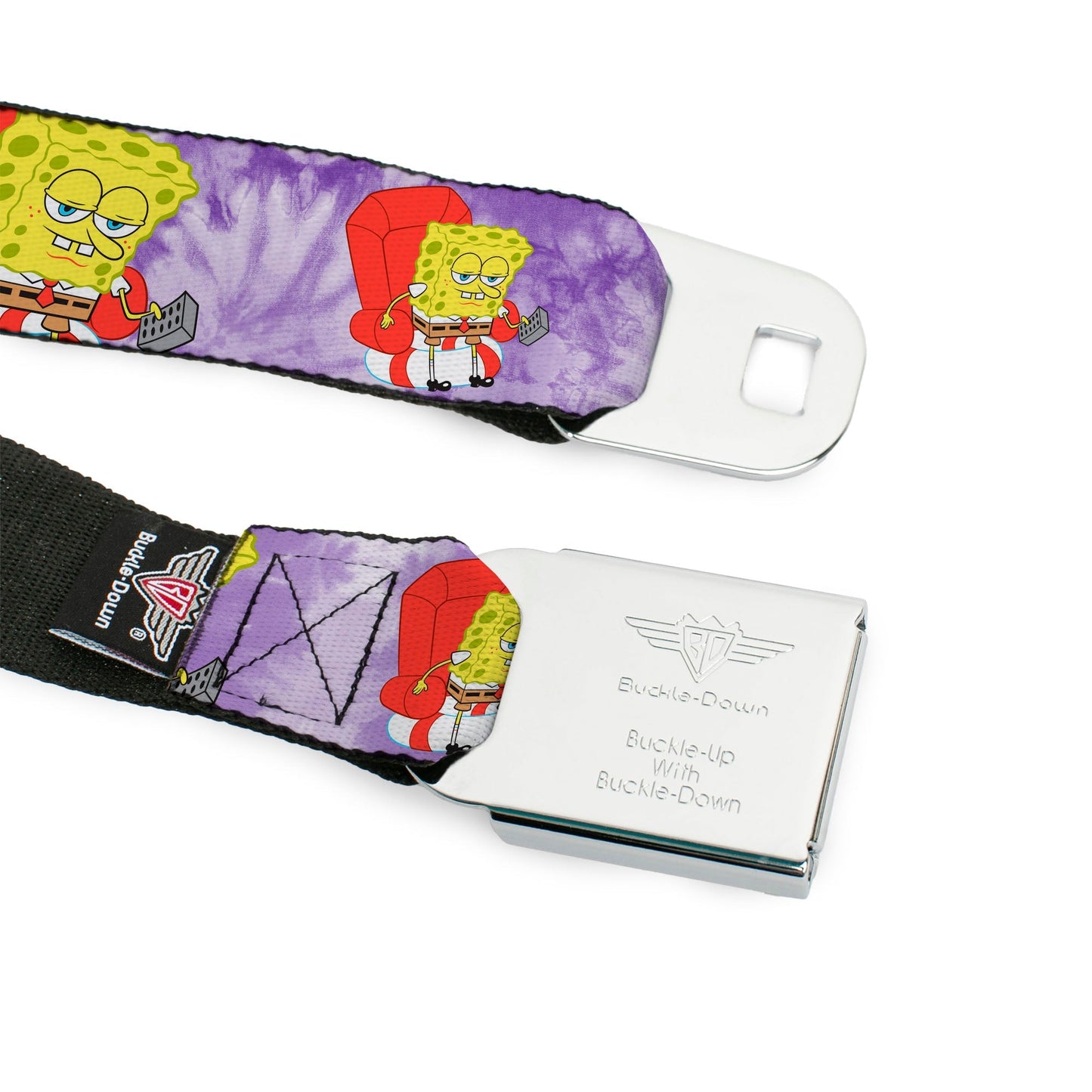 SpongeBob SquarePants Logo Seatbelt Belt Dozing Meme Pose Tie Dye Yellow Purple - Paramount Shop
