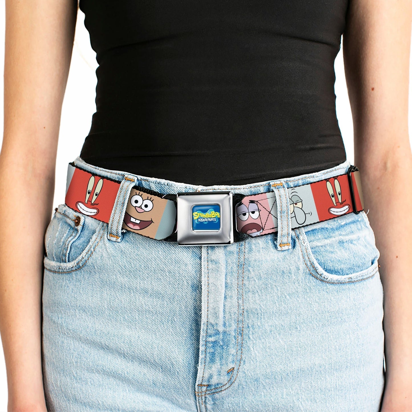 SpongeBob SquarePants Logo Seatbelt Belt Expression Blocks Multi - Color - Paramount Shop