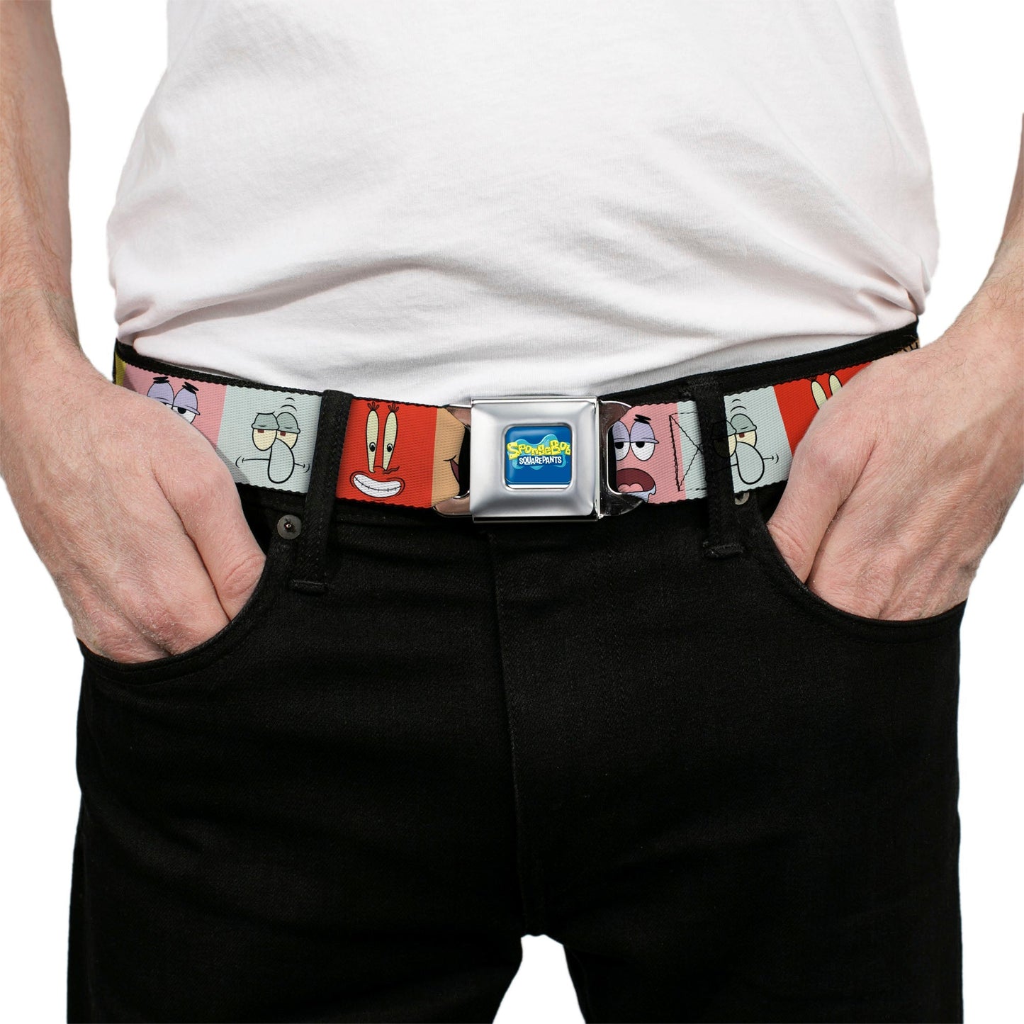 SpongeBob SquarePants Logo Seatbelt Belt Expression Blocks Multi - Color - Paramount Shop
