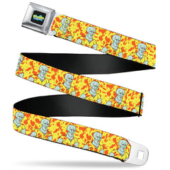 SpongeBob SquarePants Logo Seatbelt Belt Full Color Black Blue Handsome Squidward Yellow - Adult Reg (30"-44")