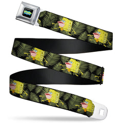 SpongeBob SquarePants Logo Seatbelt Belt Primitive Sponge Pose Black Green - Adult Reg (30"-44")