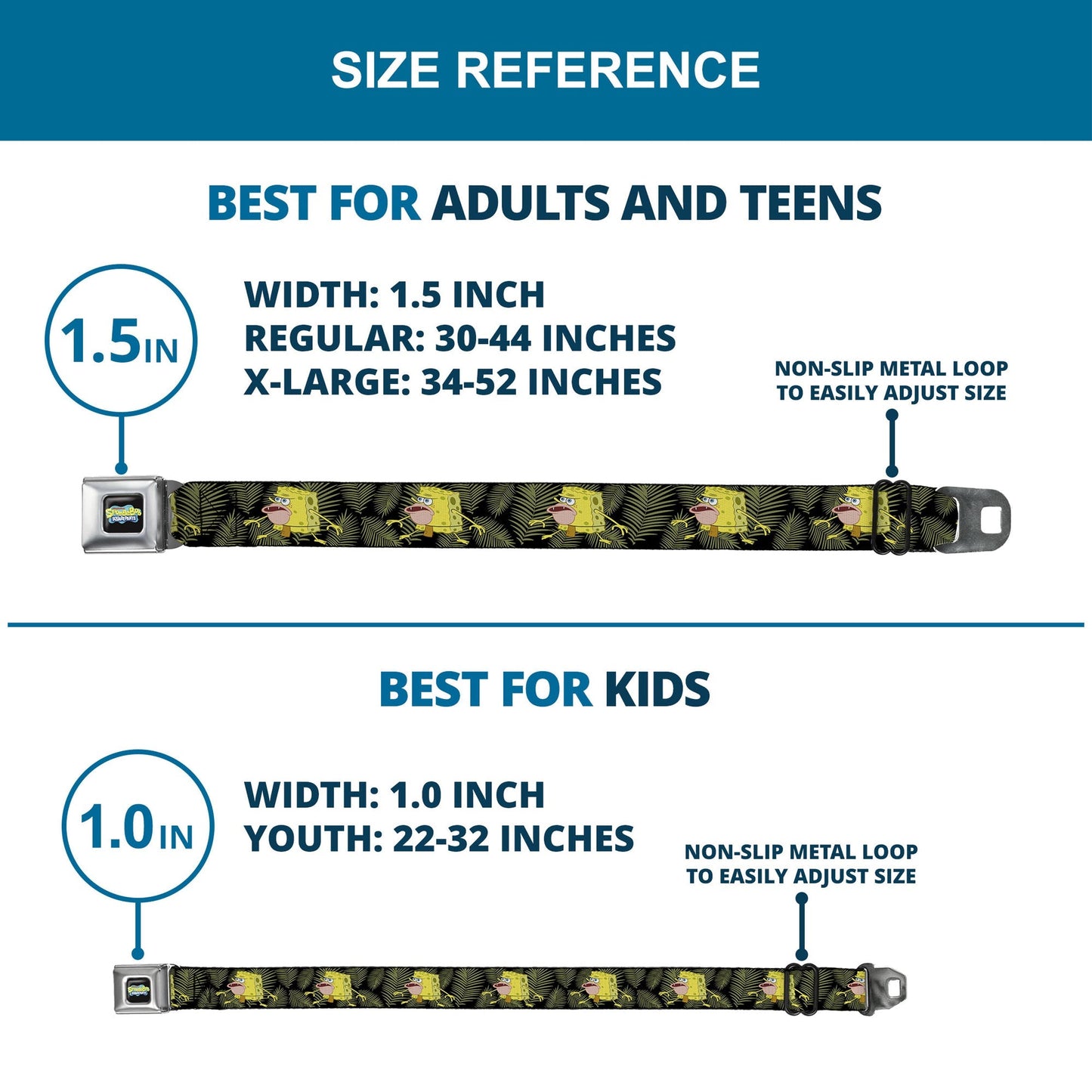 SpongeBob SquarePants Logo Seatbelt Belt Primitive Sponge Pose Black Green - Paramount Shop