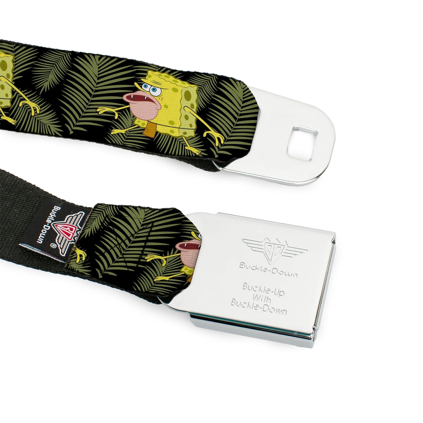 SpongeBob SquarePants Logo Seatbelt Belt Primitive Sponge Pose Black Green - Paramount Shop