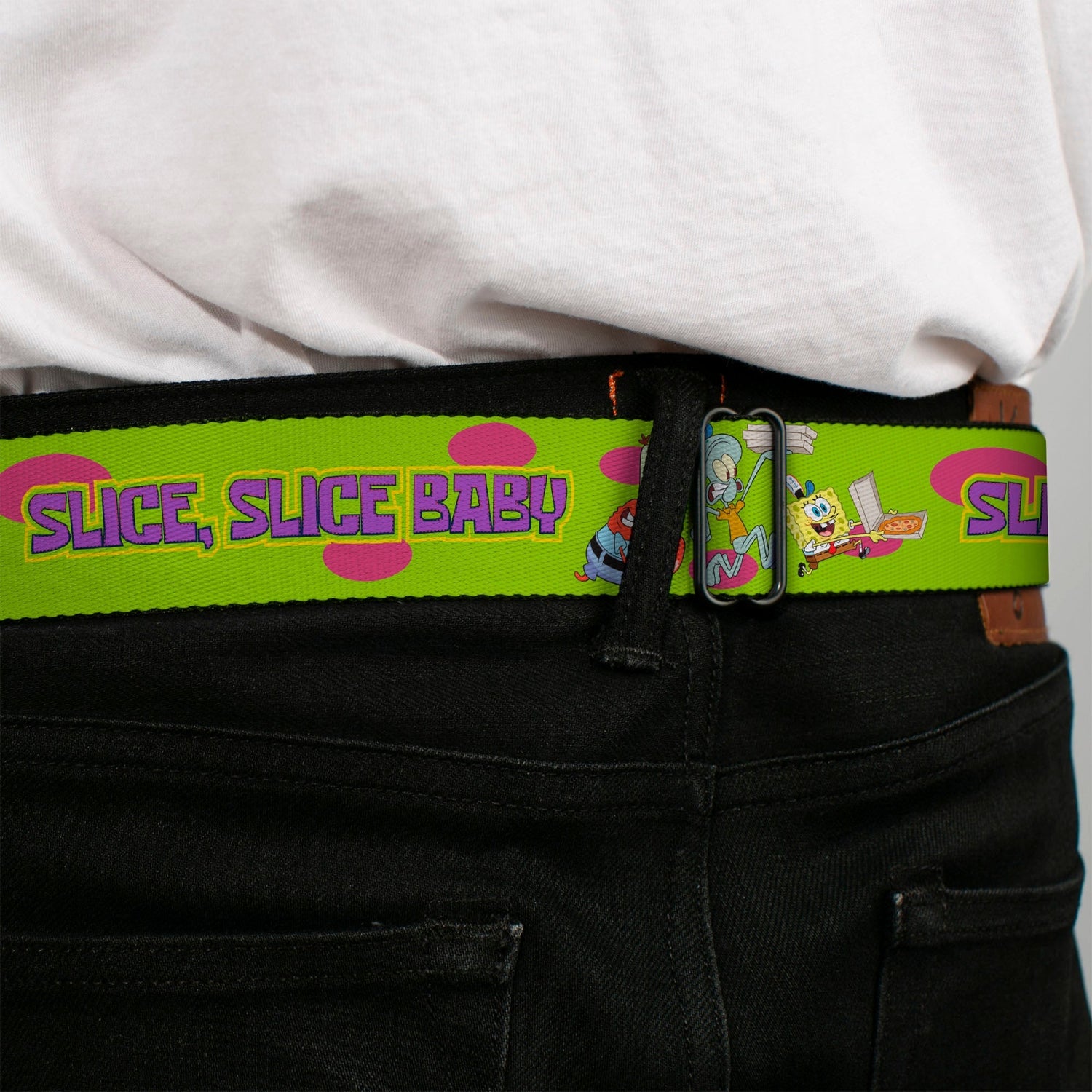 SpongeBob SquarePants Logo Seatbelt Belt Slice Slice Baby Green Webbing - Paramount Shop