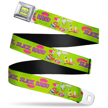 SpongeBob SquarePants Logo Seatbelt Belt Slice Slice Baby Green Webbing - Paramount Shop