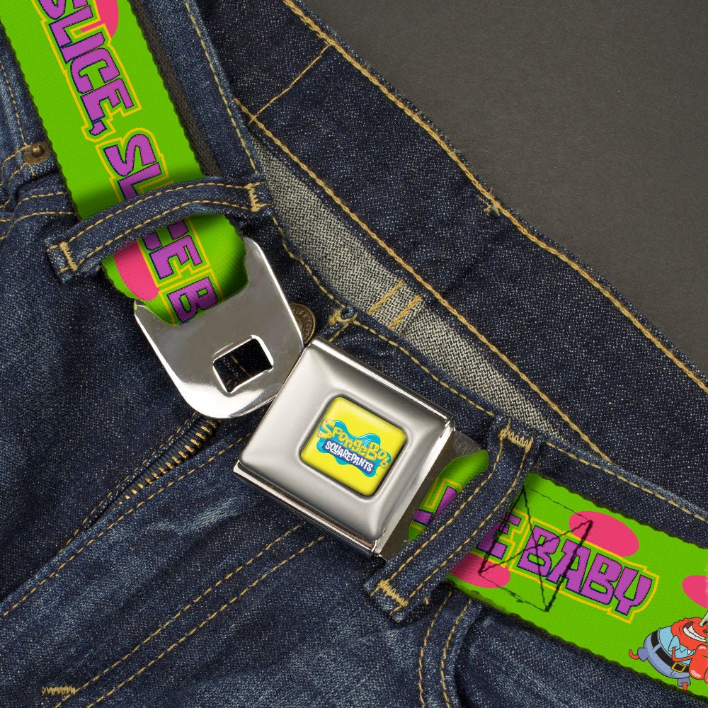 SpongeBob SquarePants Logo Seatbelt Belt Slice Slice Baby Green Webbing - Paramount Shop