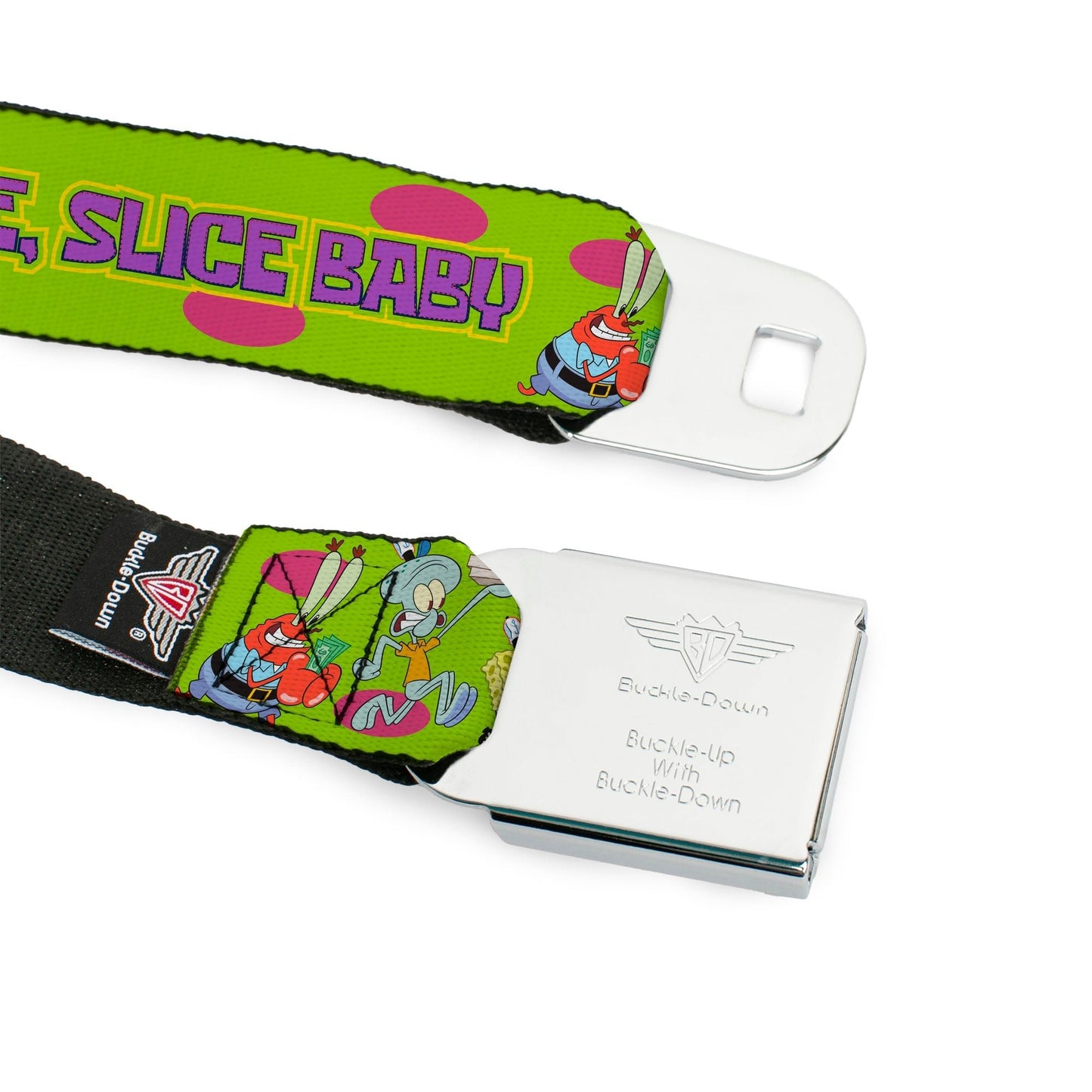 SpongeBob SquarePants Logo Seatbelt Belt Slice Slice Baby Green Webbing - Paramount Shop