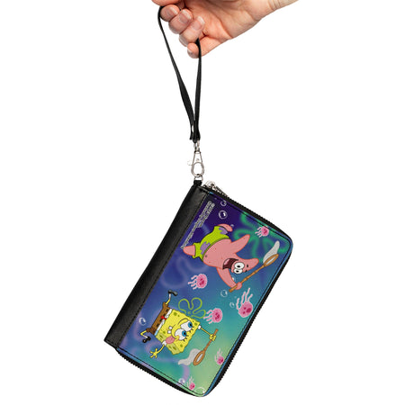 SpongeBob SquarePants Patrick Star Zip Around Wallet Jellyfishing Catch Pose Rectangle Vegan Leather - Paramount Shop