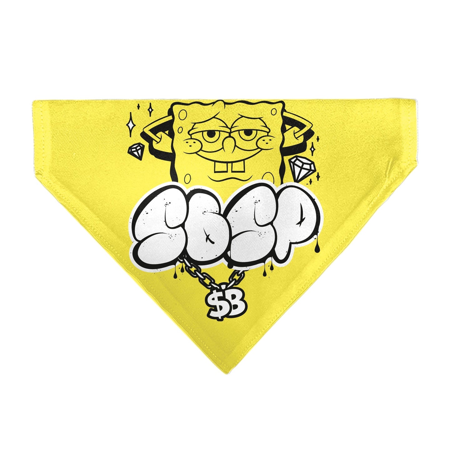 SpongeBob SquarePants Pet Bandana Chain Pose Slips Over Collar Yellow - Paramount Shop