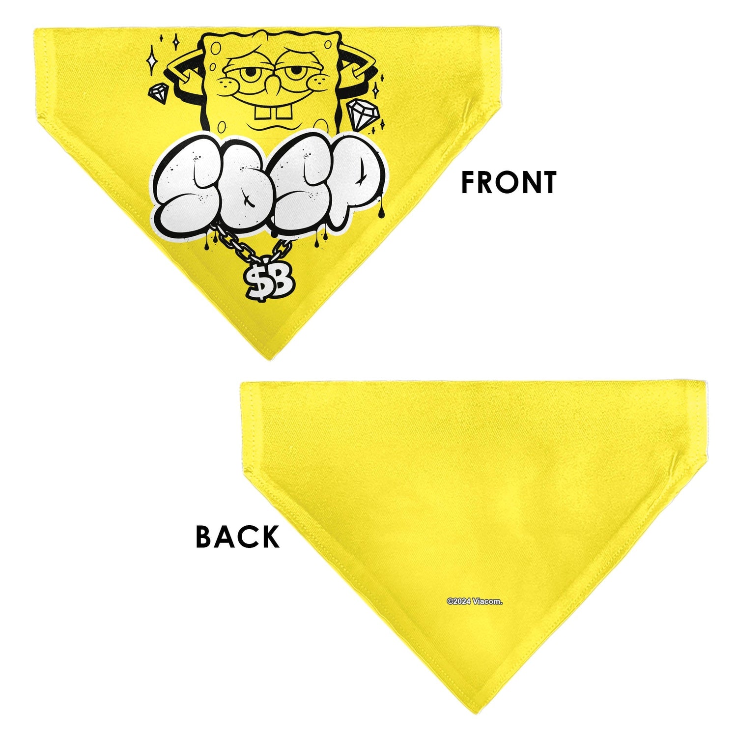 SpongeBob SquarePants Pet Bandana Chain Pose Slips Over Collar Yellow - Paramount Shop