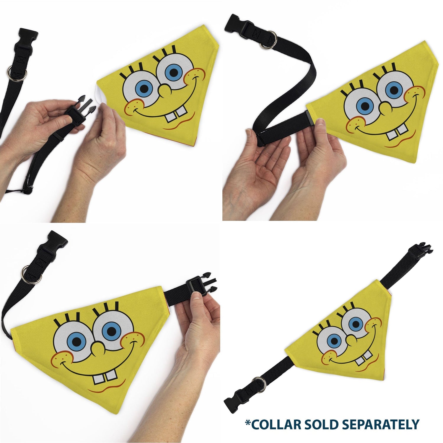 SpongeBob SquarePants Pet Bandana Face Close - Up Over - the - Collar Double - Sided Yellow - Paramount Shop