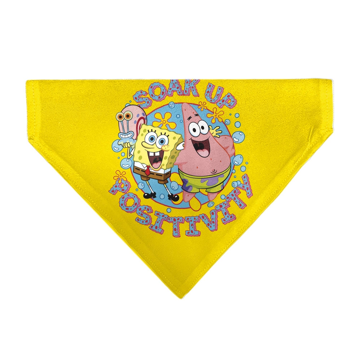 SpongeBob SquarePants Pet Bandana Friends SOAK UP POSITIVITY Pose Over the Collar Double - Sided Yellow - Paramount Shop