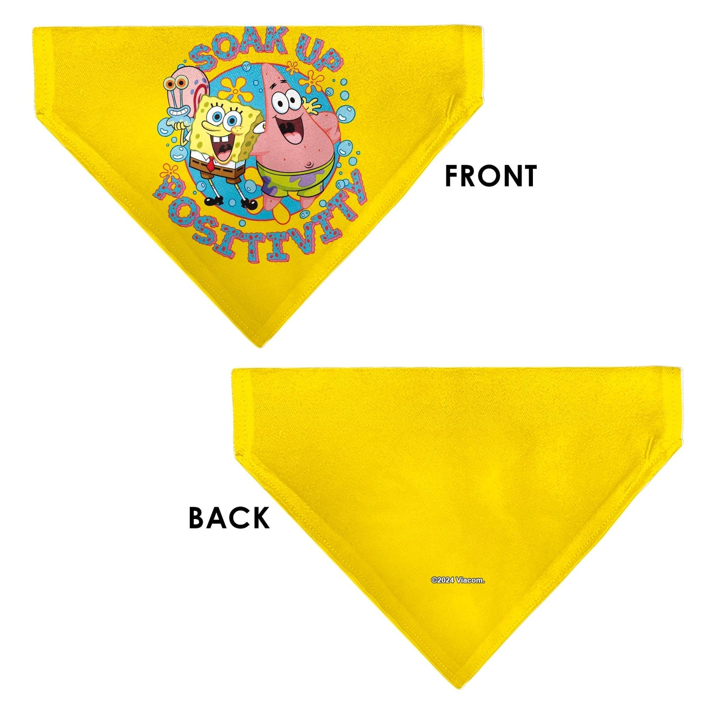 SpongeBob SquarePants Pet Bandana Friends SOAK UP POSITIVITY Pose Over the Collar Double - Sided Yellow - Paramount Shop