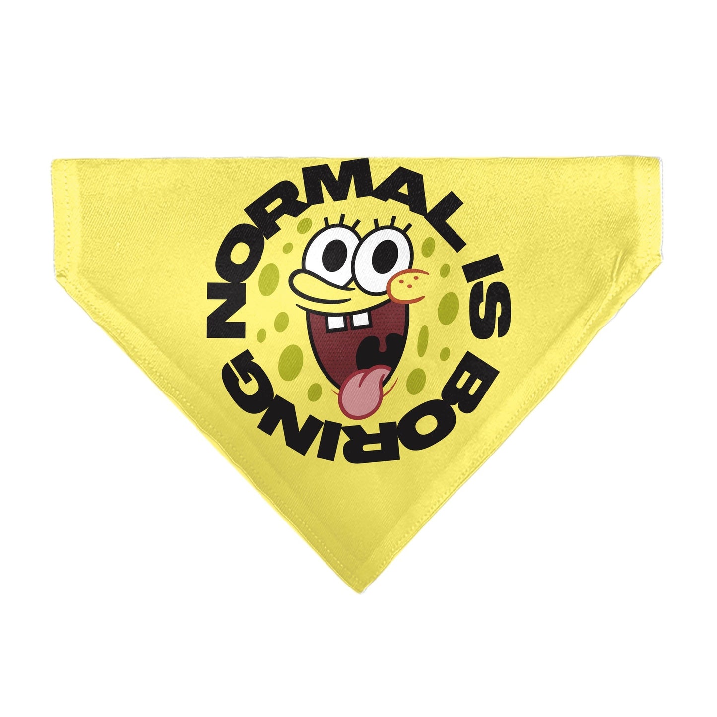 SpongeBob SquarePants Pet Bandana NORMAL IS BORING Pose Over - the - Collar Yellow. - Paramount Shop