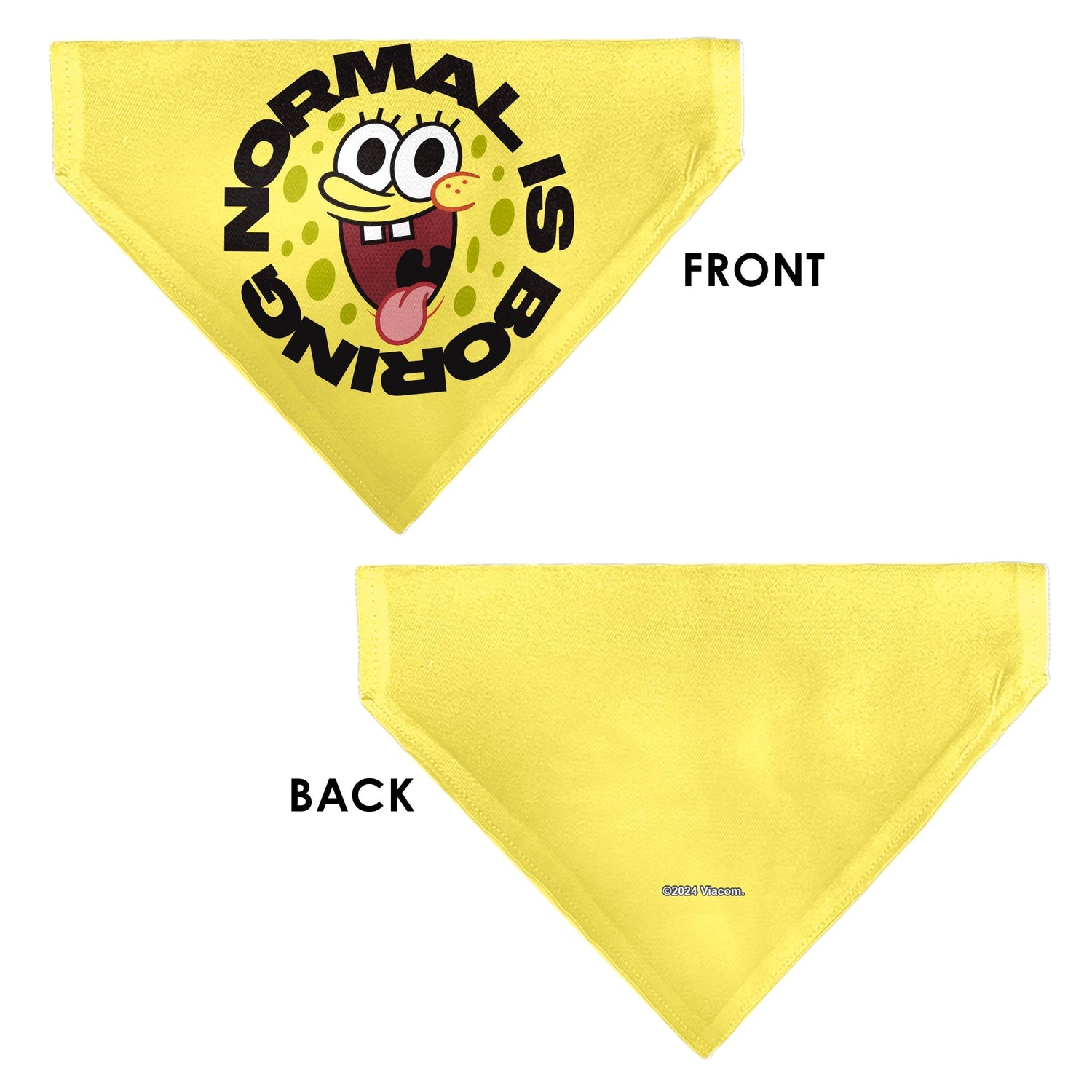 SpongeBob SquarePants Pet Bandana NORMAL IS BORING Pose Over - the - Collar Yellow. - Paramount Shop