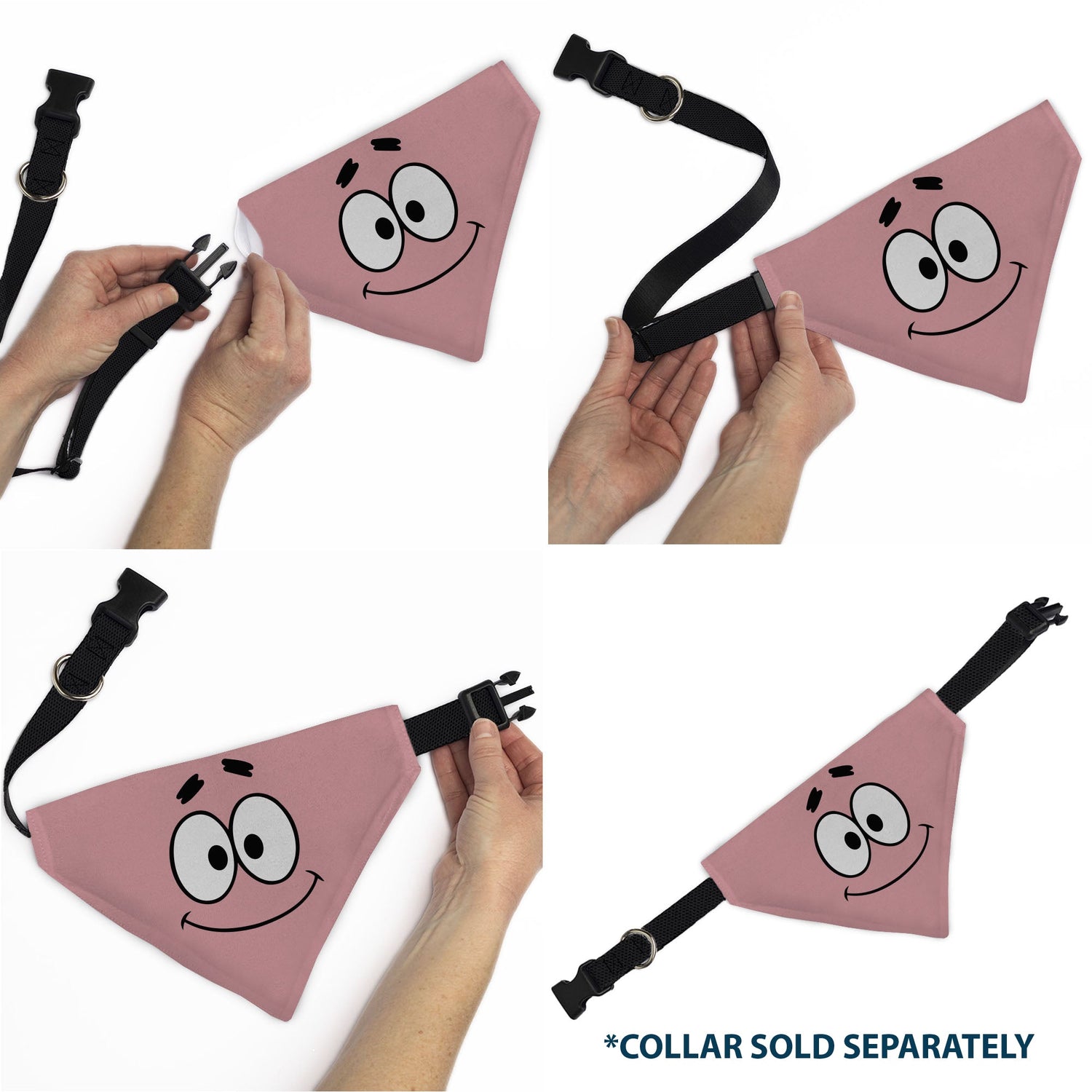 SpongeBob SquarePants Pet Bandana Patrick Star Close - Up Collar Slip Double - Sided Print Pink - Paramount Shop