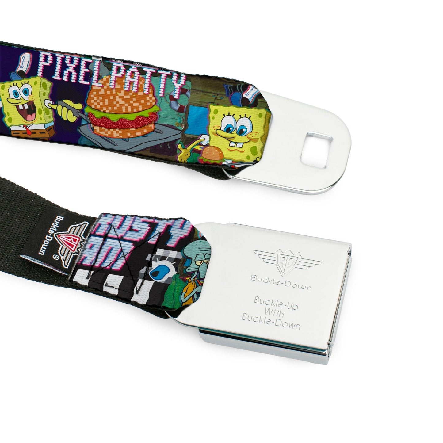 SpongeBob SquarePants Seatbelt Belt 3 - D Face Close - Up Buckle - Down Adjustable Full Color - Paramount Shop