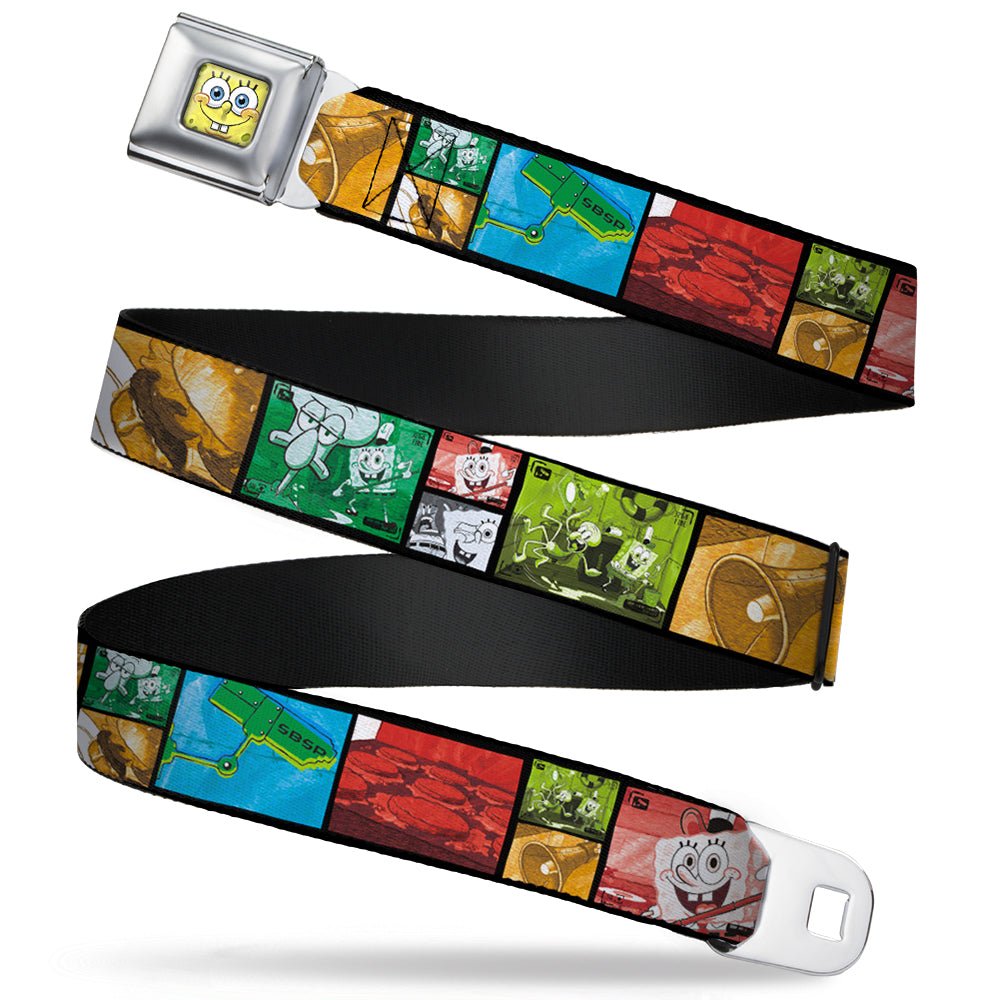 SpongeBob SquarePants Seatbelt Belt 3 - D Face Close - Up Full Color Krusty Krab's Cam Scene Buckle - Down - Paramount Shop