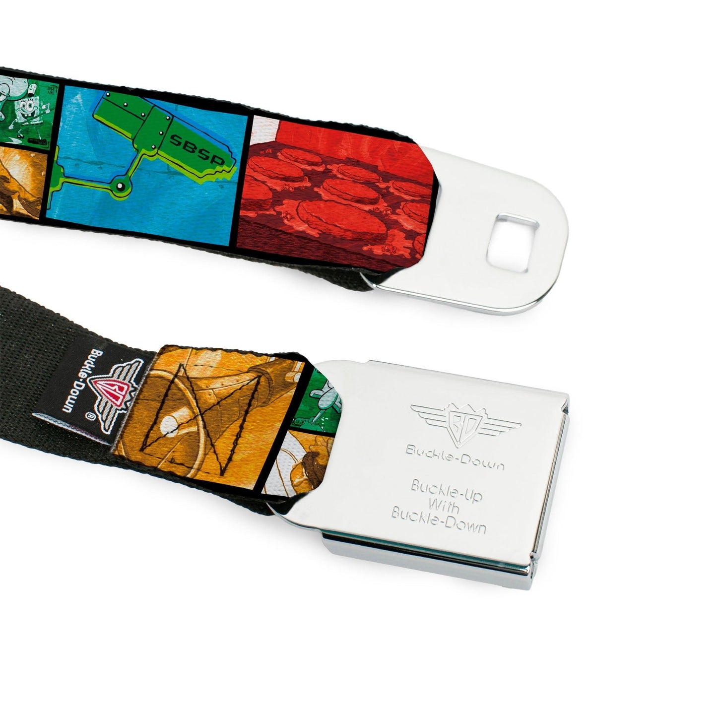 SpongeBob SquarePants Seatbelt Belt 3 - D Face Close - Up Full Color Krusty Krab's Cam Scene Buckle - Down - Paramount Shop