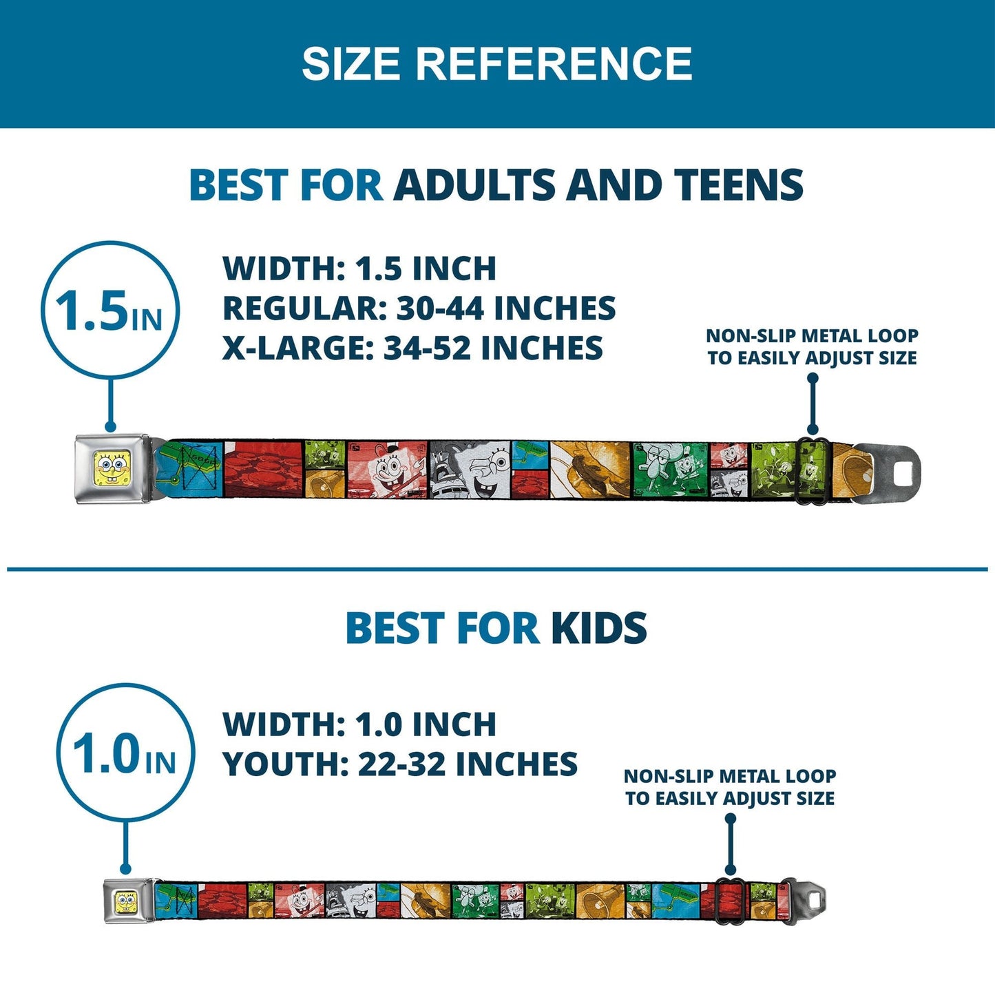 SpongeBob SquarePants Seatbelt Belt 3 - D Face Close - Up Full Color Krusty Krab's Cam Scene Buckle - Down - Paramount Shop