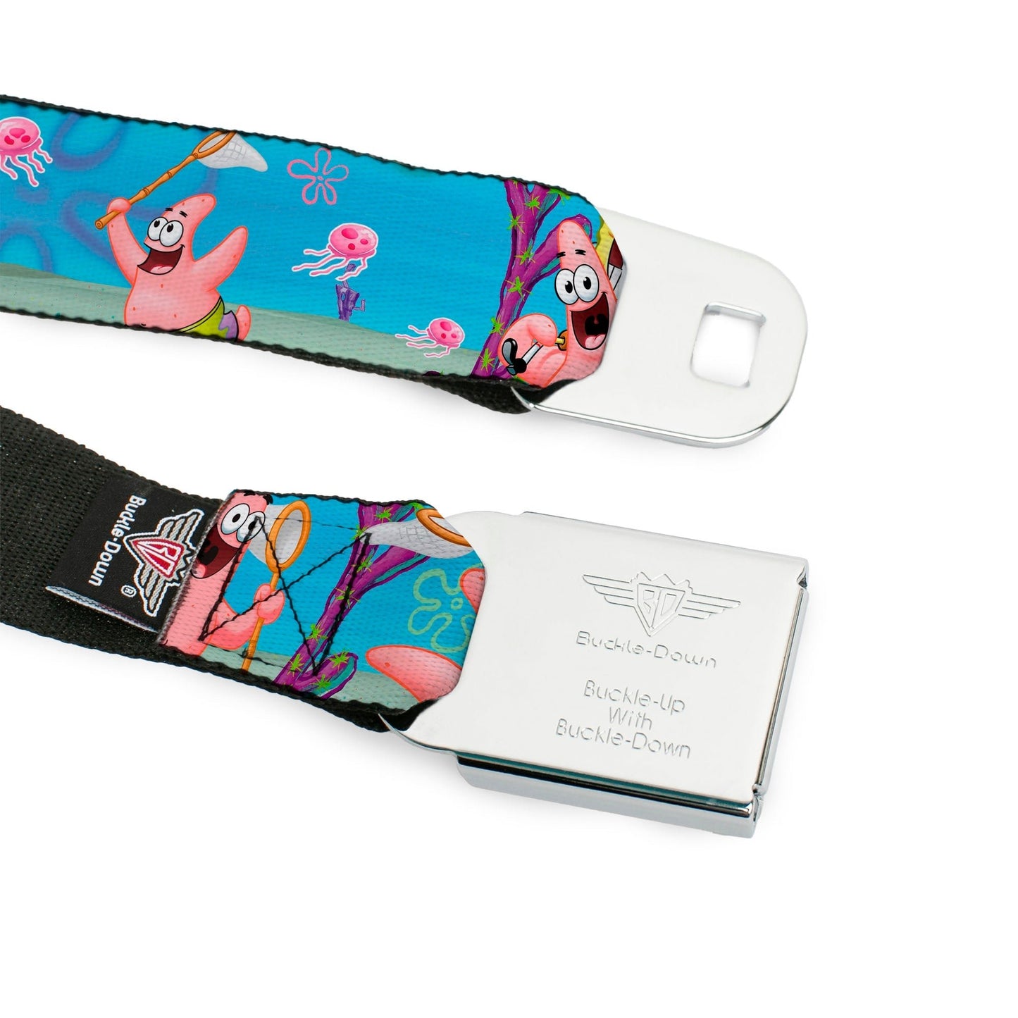 SpongeBob SquarePants Seatbelt Belt 3D Face Close - Up & Jellyfishing Scenes Full Color - Paramount Shop
