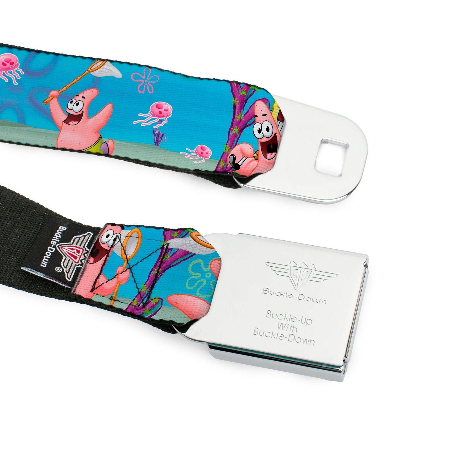 SpongeBob SquarePants Seatbelt Belt 3D Face Close - Up & Jellyfishing Scenes Full Color - Paramount Shop
