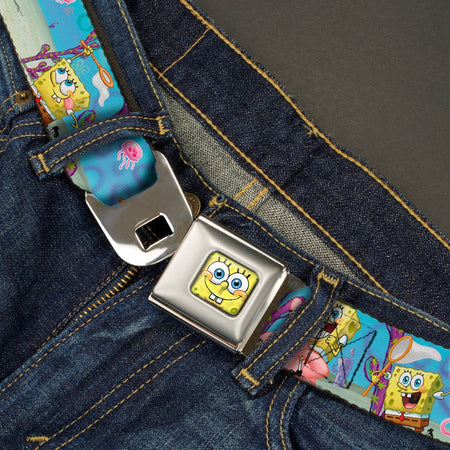 SpongeBob SquarePants Seatbelt Belt 3D Face Close - Up & Jellyfishing Scenes Full Color - Paramount Shop