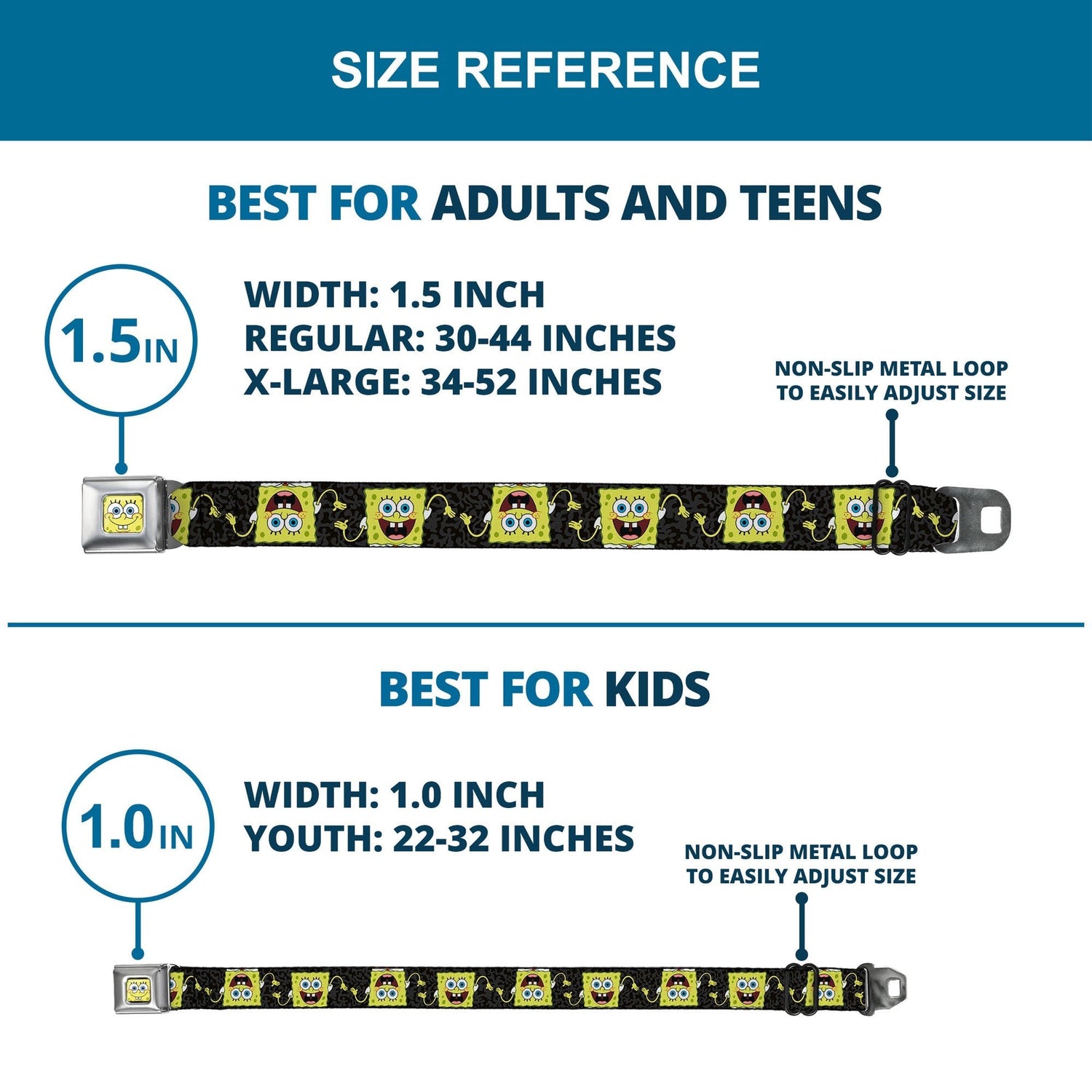 SpongeBob SquarePants Seatbelt Belt Face Close - Up Camo Gray Black - Paramount Shop