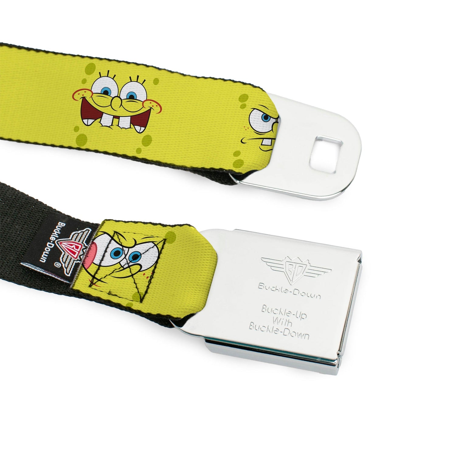 SpongeBob SquarePants Seatbelt Belt Face Close - Up Expressions Full Color Yellow - Paramount Shop